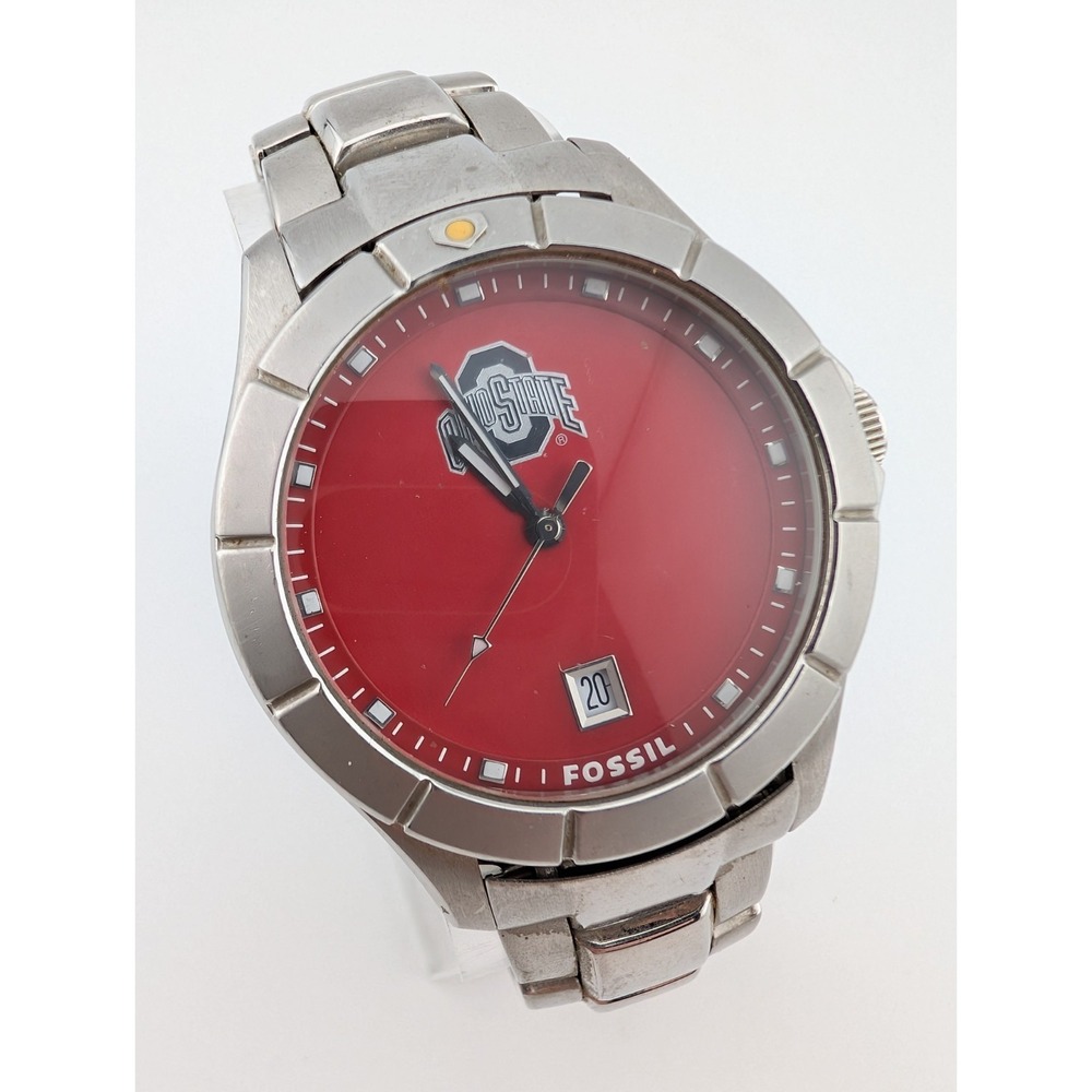 VTG Fossil Ohio State College Collection Watch Men 41mm Case 7.75" Band- Working